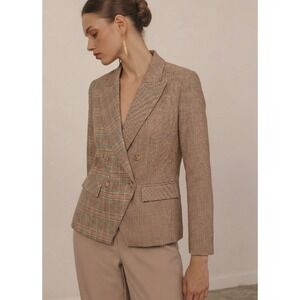 NWT Liverpool Women's Plaid Double‑Breasted Blazer Jacket Business Casual Size M